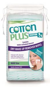  COTTON PLUS - SOLUTION 2in1 MAXI 50 ALOE VERA - The first and only cosmetic dry wipe.